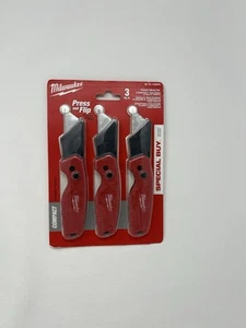 Milwaukee 3er Pack 48-22-1500PA FASTBACK Druckknopf kompaktes klappbares Allzweckmesser - Bild 1 von 2
