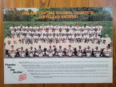 Conjunto de póster y fotos del equipo de los Cleveland Browns 1986-1987 vintage - AFC  Foto 1 de 4
