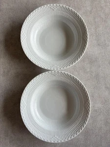 Royal Copenhagen White Fluted Half Lace Soup Plate Bowl 21cm Pair Set - Picture 1 of 7