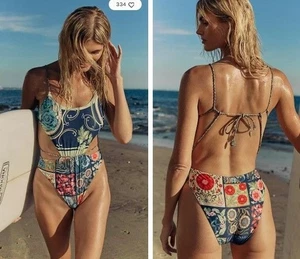 Agua Bendita Nadine Harvest Badeanzug Damen L Designer Blumen Strand - Bild 1 von 10