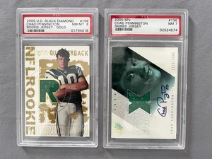 Chad Pennington 2000 U D Spx Auto Autograph PSA 7 & UD Gold Jersey PSA 8 - Picture 1 of 2