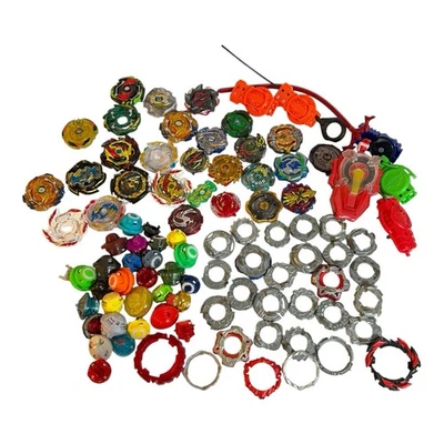 Hasbro Beyblade Burst Lote 100+ Piezas Tops Drivers Lanzadores Discos de Forja Raro Foto 1 de 4