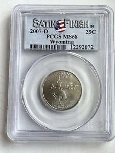 State Of Wyoming 2007-D Satin Finish  PCSG Certified MS68 - Picture 1 of 5