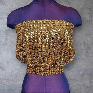 Vintage 70s Gold Sequin Creations III Tube Top Made in New York Party Glam I10 - Picture 1 of 7