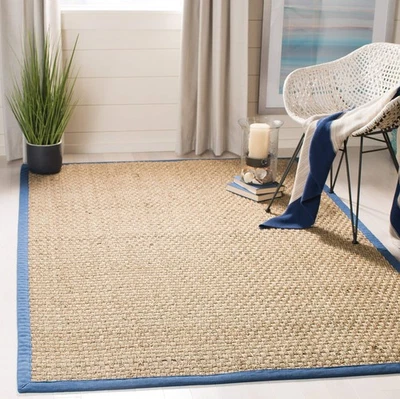 Area Rug 6' Square - Natural Fiber Collection - Natural & Navy, Seagrass, Bas... - Image 1 of 4