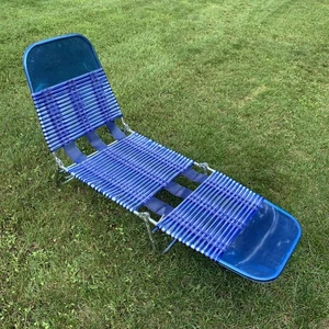 Chaise Lounge Césped Playa Tubo Vinilo Jelly Silla “Azul” Vintage Retro - Imagen 1 de 13