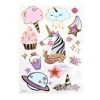 Tropical Flamingo Foil Accented Watercolor Epoxy Stickers 24-Piece