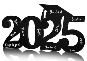 Black Graduation Decorations Class of 2025 Congrats Grad Wooden Table Centerp... - Picture 1 of 7