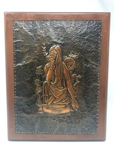 Vintage Virgo Zodiac Hammered Copper Relief Wall Art Wood Plaque 11" X 14" - Picture 1 of 7