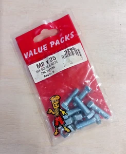 6er Pack Wertpaket M8 x 25 Sechskantschrauben & Muttern Zinkbeschichtung - Bild 1 von 2