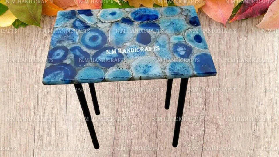 Blue Agate Table Top Agate Coffee Table Agate Side & End Table Agate Console top - Image 1 of 4