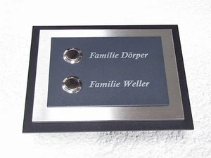  2 Familien Klingelplatte Edelstahl 4 mm Anthrazit Klingel Türklingel Taster - Bild 1 von 17