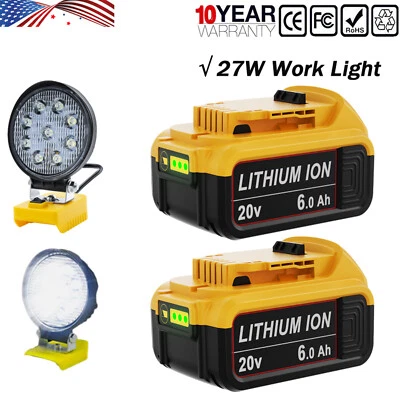 27W LED Cordless Work Light For Dewalt 20V Lithium 6.0Ah Battery DCB205-2 DCB206 - Image 1 of 4