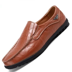 Zapatos informales para hombre mocasines de cuero genuino transpirables zapatos sin cordones EE. UU. - Imagen 1 de 19