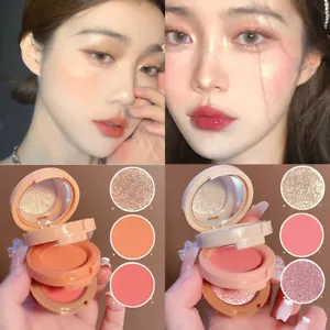 Blush Peach Pallete 2 Colors Face Pigment Cheek Blusher Powder Makeup Matte UK - - Picture 1 of 21