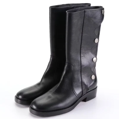 RARO CHRISTIAN DIOR Cuero Negro DIORODEO VAQUERA Botas de Montar Zapatos EU 39 US 8 Foto 1 de 4