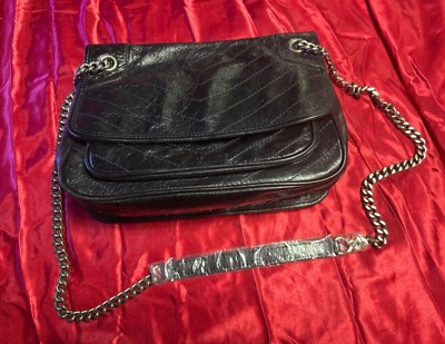 PLUM QUEEN Classic  Leather Handbag Women's Sz L Black (New) Chain & Leather - Image 1 of 4
