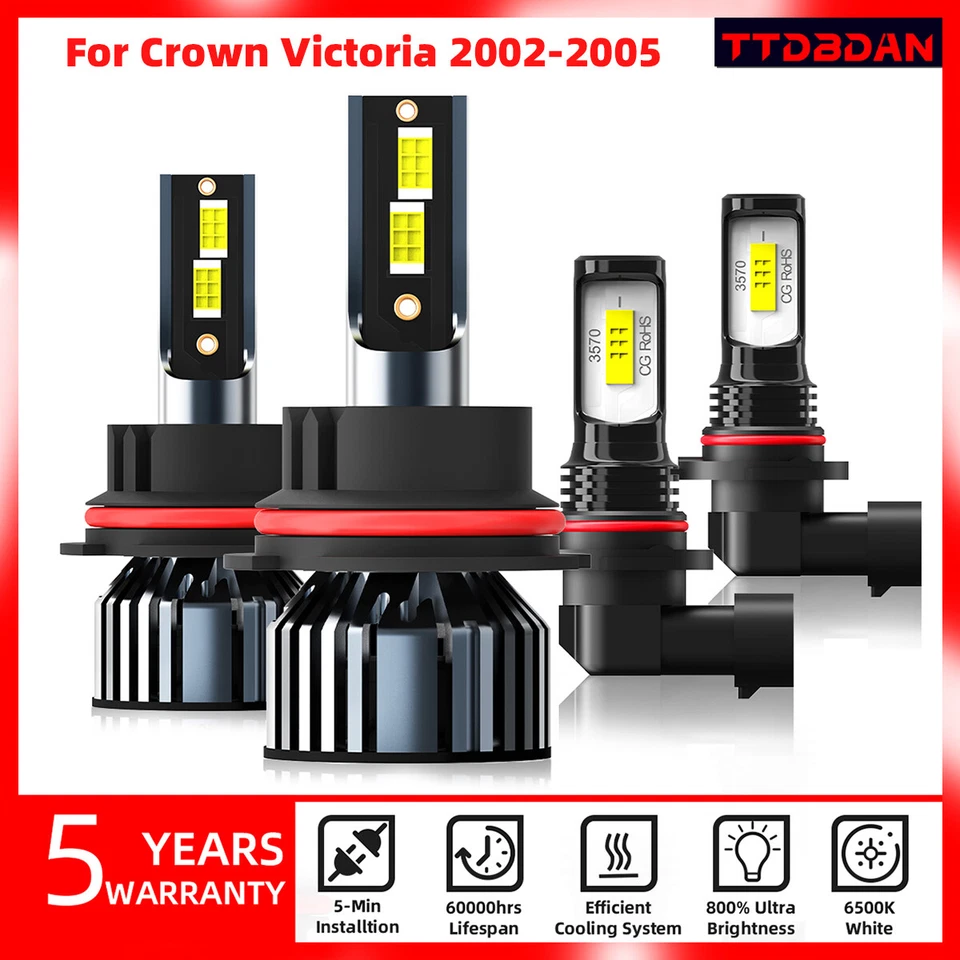 9007 Kit de faros LED y 9145 faros antiniebla para Ford Crown Victoria 2002-2005 Foto 1 de 4