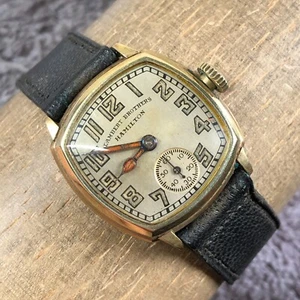 Hamilton Lambert Brothers Men Cushion Gold Filled Mechanical Wind Watch 7 1/4" - Picture 1 of 12