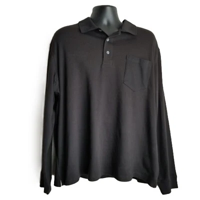Пуританский длинным рукавом рубашка-поло размер 2XL новый большой мужчин черный классический минималистский - Изображение 1 из 4