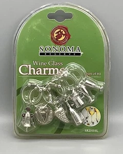 Vintage Sonoma Reserve Nickel Plated Wine Glass Charms (Set of 6) SR2311SL - Picture 1 of 9