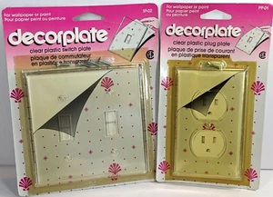 💡DecorPlate Clear Plastic 2-Light Plate Cover Plug Plate Wallpaper SP-02 PP-01 - Picture 1 of 10