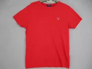 Gant Shirt Mens Small Red Short Sleeve Crew Neck Logo Embroidered Tee Basic - Picture 1 of 16