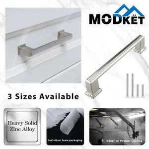 Square Brushed Chrome Solid Cabinet Handles Pulls Kitchen Bathroom Modern Style - Picture 1 of 7