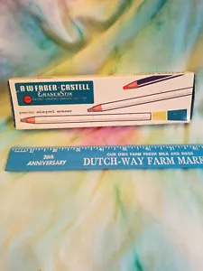 Vintage 1960s Box 11 Blue Faber Castell Eraser Stik w/ Brush Typing - Picture 1 of 4