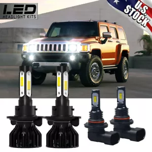 H13 9145 LED Headlight Bulbs For 2006-2010 Hummer H3 High Low beam & Fog Lights - Picture 1 of 11