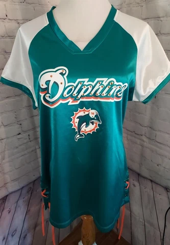 Womens Miami Dolphins Satin Jersey Copper Studs Lg Poly Tie Accents Cover