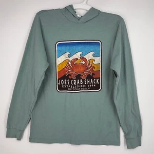 Camiseta con Capucha Pacific Joe's Crab Shack Adulto Mediana Verde Salvia Frontal Gráfico LS - Imagen 1 de 7