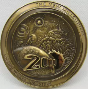 VTG Y2K The New Millennium Looking Toward Our Future Brass Medallion Paperweight - Picture 1 of 6
