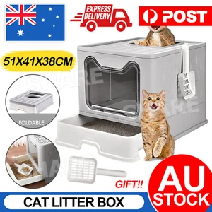 Self-Cleaning Hooded Cat Litter Box Enclosed Large Kitty Toilet Box Tray Refills - Picture 1 of 10