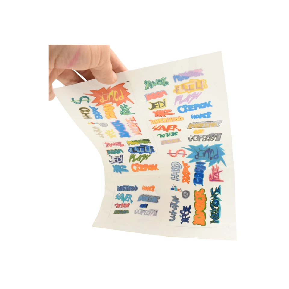 Graffiti Aufkleber transparent DIN A4, Spur N, H0, TT, 56 Stück