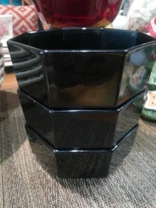Arcoroc Octagon Cereal Soup Bowls Black Vintage Set Lot of 3 Measurements 4 Incs - Picture 1 of 6