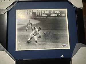 Don Larsen Billy Martin signed 8x10 1956 Perfect Game photo framed JSA LOA - Picture 1 of 4