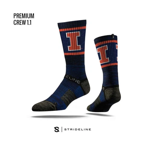 Illinois Fighting Illini Strideline Premium Crew Sock - Navy Cover