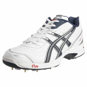 ASICS Cricket Shoes Boots Spikes, Gel 170 Not Out, White/Navy/Red - Picture 1 of 2