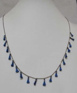 CLAIRE’S Gold Tone Chain Tiny Blue TASSELS Dangles Necklace Max 26” - Picture 1 of 9