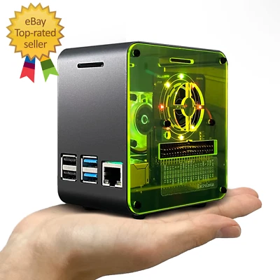 Raspberry Pi 4 Case, Aluminum Mini Tower Case with Cooling Fan and Color Changin - Image 1 of 4