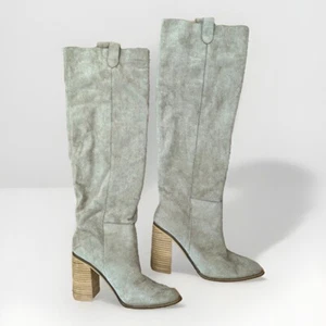 NEU Oasis braun/beige Wildlederimitat 4" hoher Absatz kniehohe Stiefel Größe 7 Damen - Bild 1 von 11