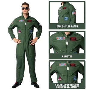 Movie⭐Top Gun Maverick Cosplay Costume Adult Men Pilot Flight Jumpsuit Christmas - Picture 1 of 19