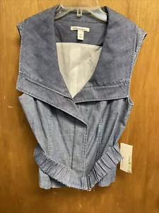 Kenneth Cole New York Damen Größe M Shirt Oberteil hellblau Jeansoptik A7 - Bild 1 von 7