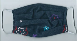 Coole GESICHTSMASKE Baumwolle BESTICKT Blue Jeans wendbar wiederverwendbar HANDMADE in USA - Bild 1 von 2