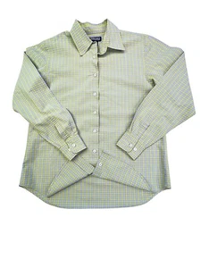 Lands End Damen Hemd bügelfrei kariert Knopfleiste blau grün kariert Gr. 4 Top Bluse - Bild 1 von 5