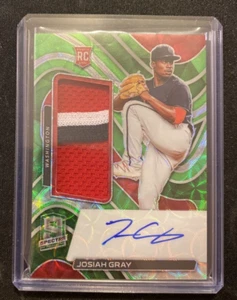 Josiah Gray 2022 Spectra Neon Green Rookie Patch/Auto (RC) #4/25 - Nationals - Picture 1 of 2