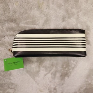 kate spade New York BLACK STRIPES Pencil Case NWT Cosmetic/Other - Picture 1 of 11