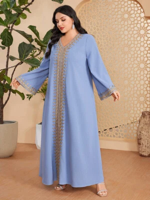 Plus Size Dubai Women Abaya Long Maxi Dress Muslim Islamic Kaftan Arab Cocktail - Image 1 of 4
