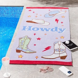 Toalla de playa vaquera Sassy B Howdy 100 % algodón 76x160 cm lila - Imagen 1 de 8